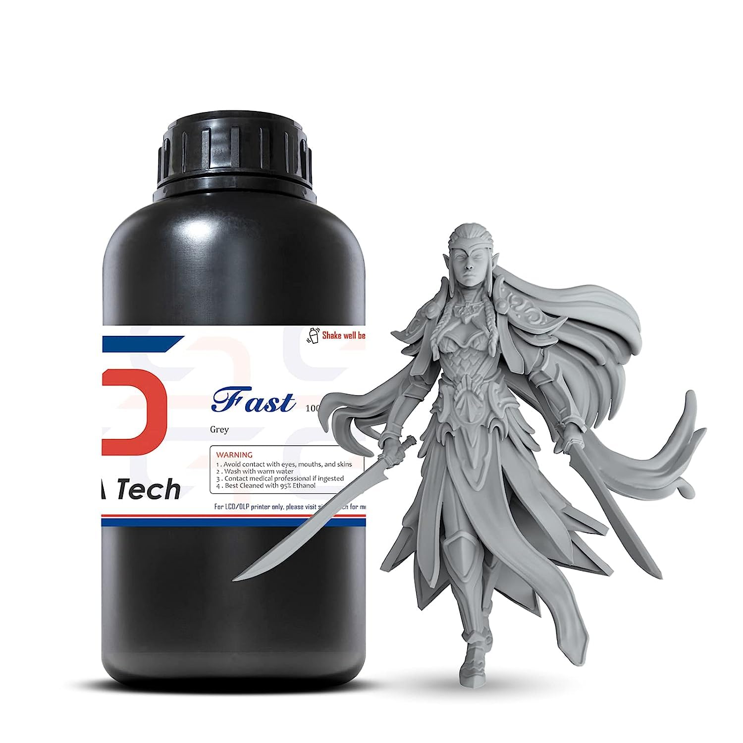 Siraya Tech Fast ABS-Like 3D Printer Resin, Non-Brittle, Grey, 1kg