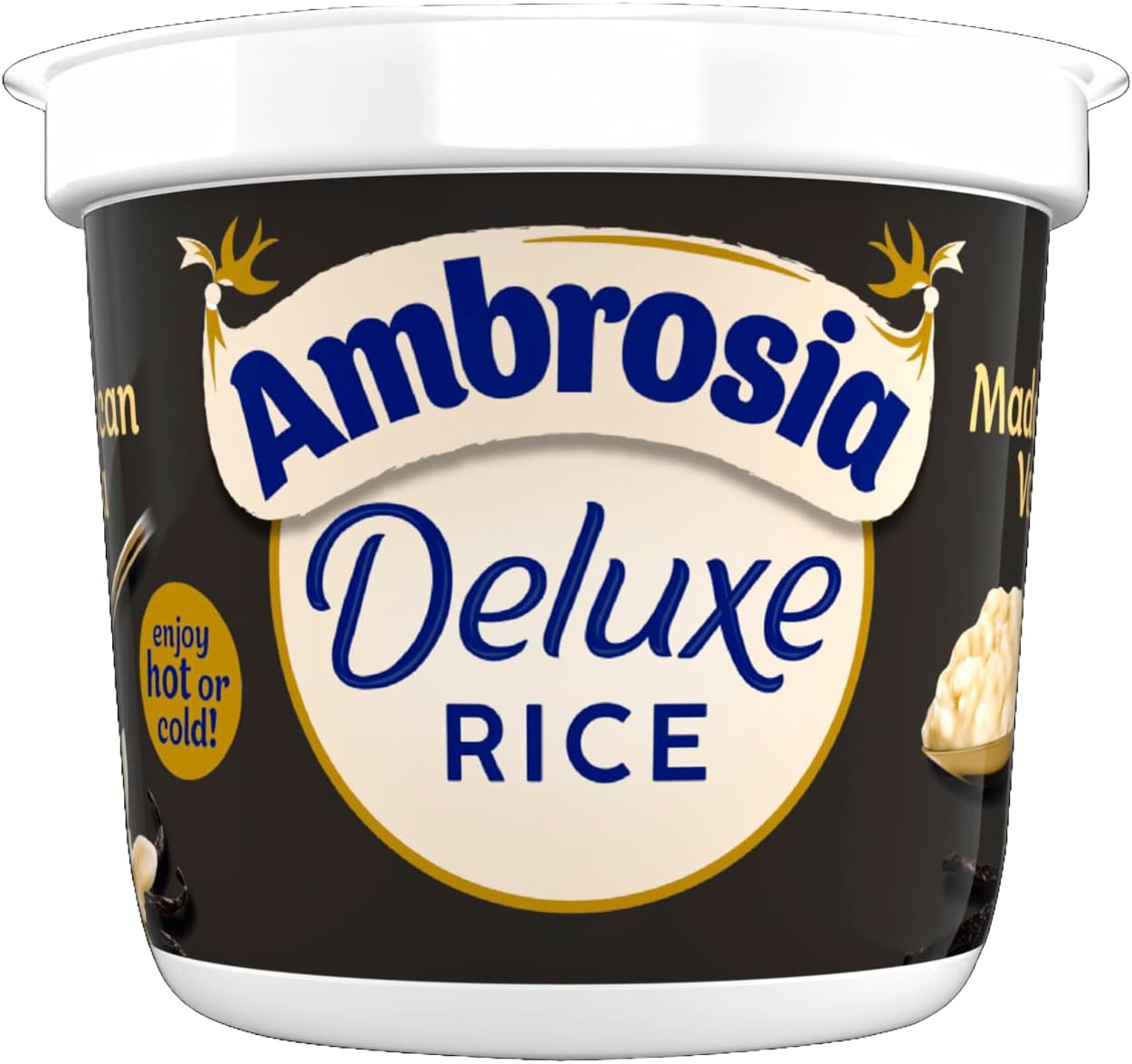 Ambrosia Deluxe Rice Pudding, Madagascan Vanilla Flavour, Ready to Eat, 110 g (Pack of 16 Pots)