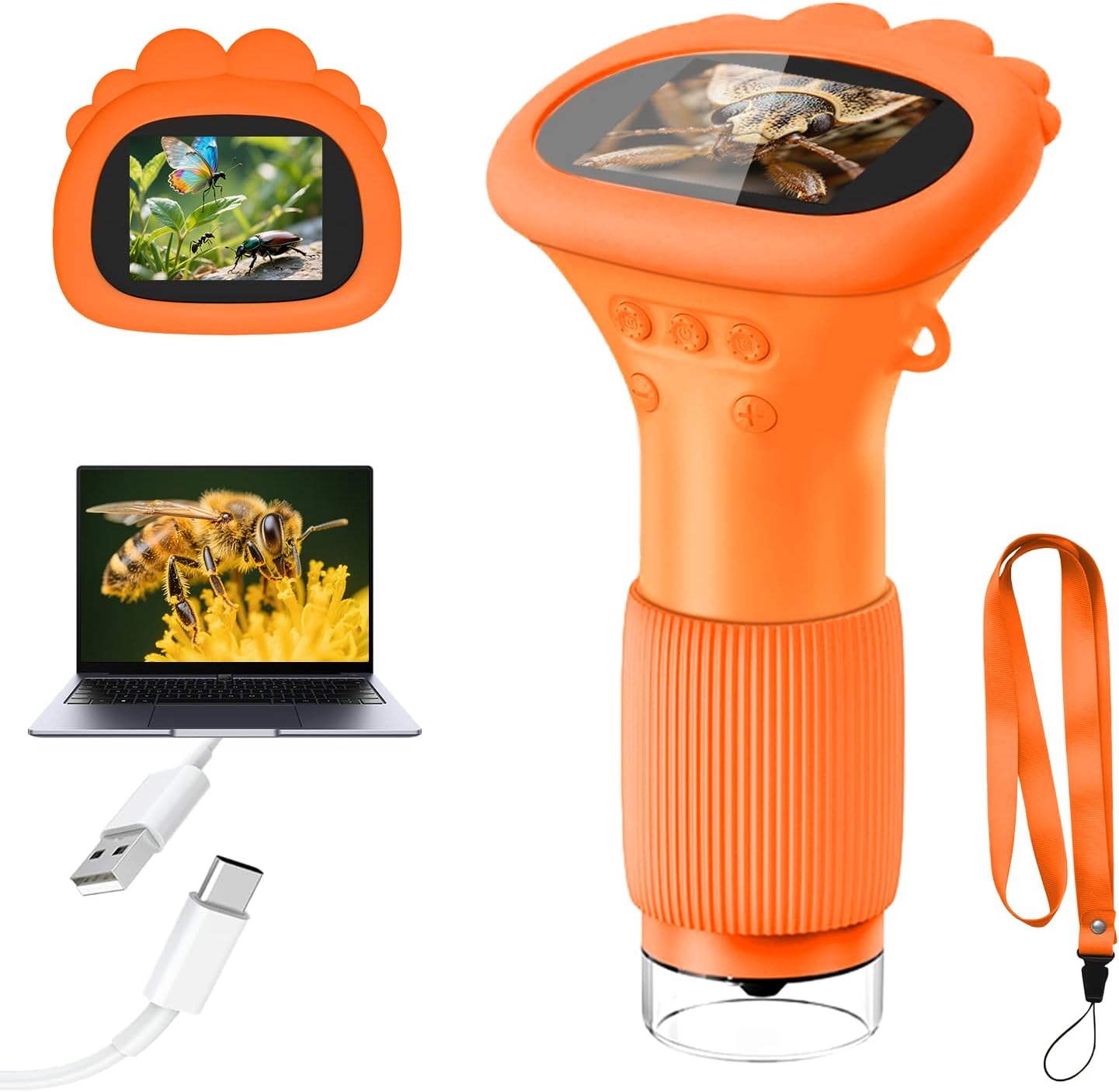 Acoath Microscope for Kids, 1000X Handheld Digital Miniscope with 2.0" Screen, Portable Pocket Little Scientist Childrens Microscope Toys Gifts Ideas for Age 4-12