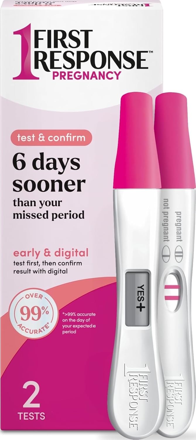 First Response & Confirm Pregnancy Test, 1 Line and 1 Digital Test Pack | Test As Early As 6 Days*, Over 99% Accurate From Expected Period*, Easy-to-Read Results, Answers In 3 Minutes