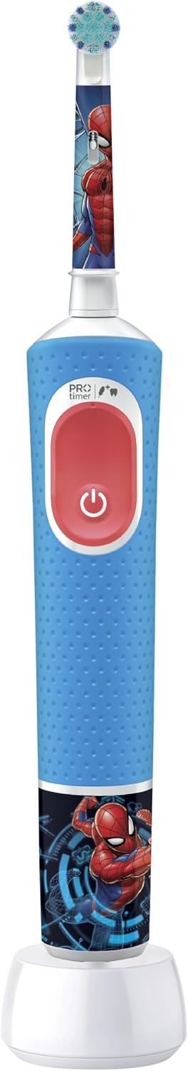 Oral-B Pro Kids Spider-Man Marvel Children's Electric Toothbrush, 1 Soft Brushing, Timer and Vibration, Rechargeable Battery, 4 Stickers, Ages 3 and Up