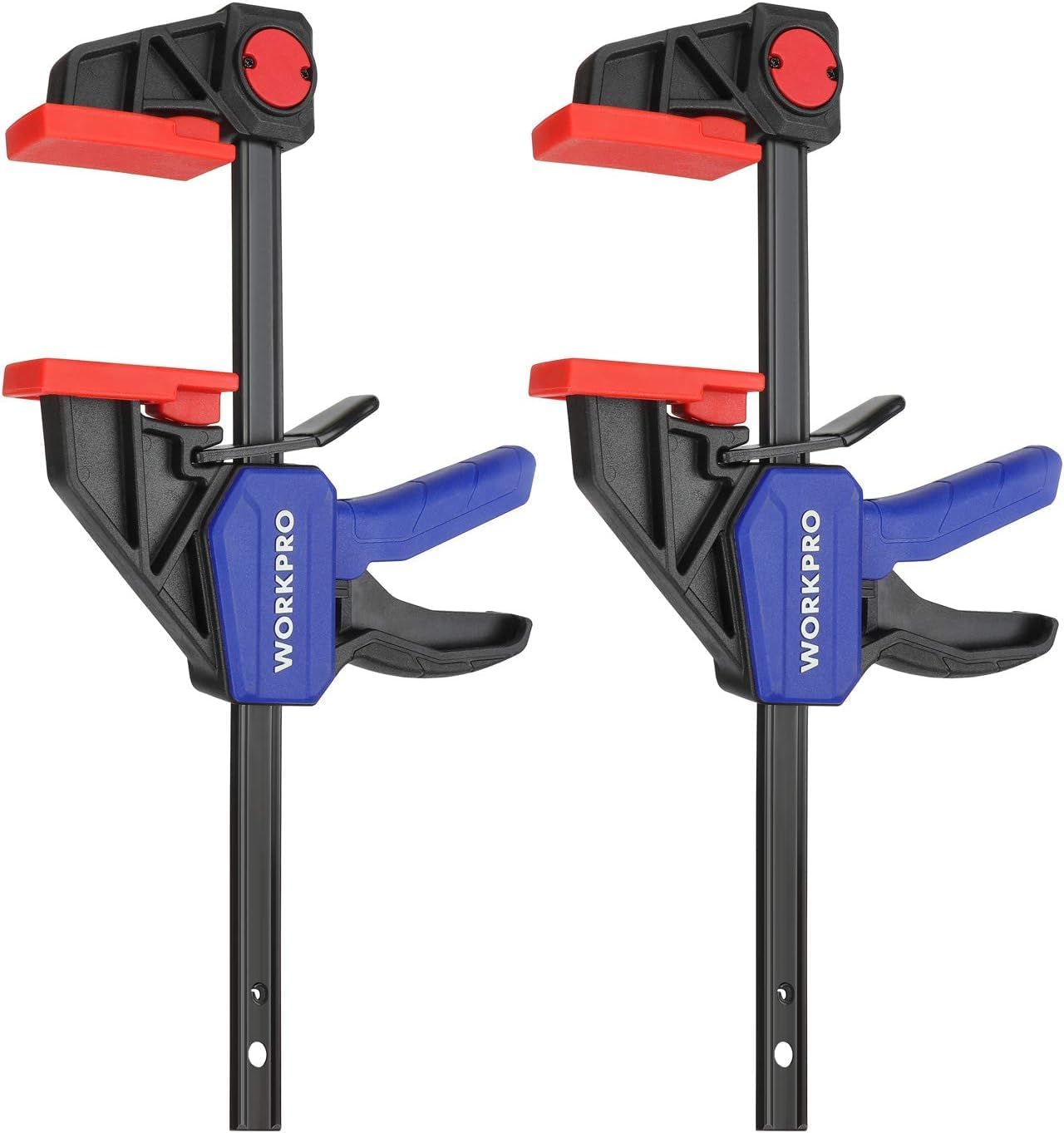 WORKPRO 150 mm Ratchet Bar Clamp Set, 285 mm Spreader, Quick Release and One-Handed Clamp, Ideal for Woodworking and DIY Projects, Max 68 kg Load Limit, 2-Pack