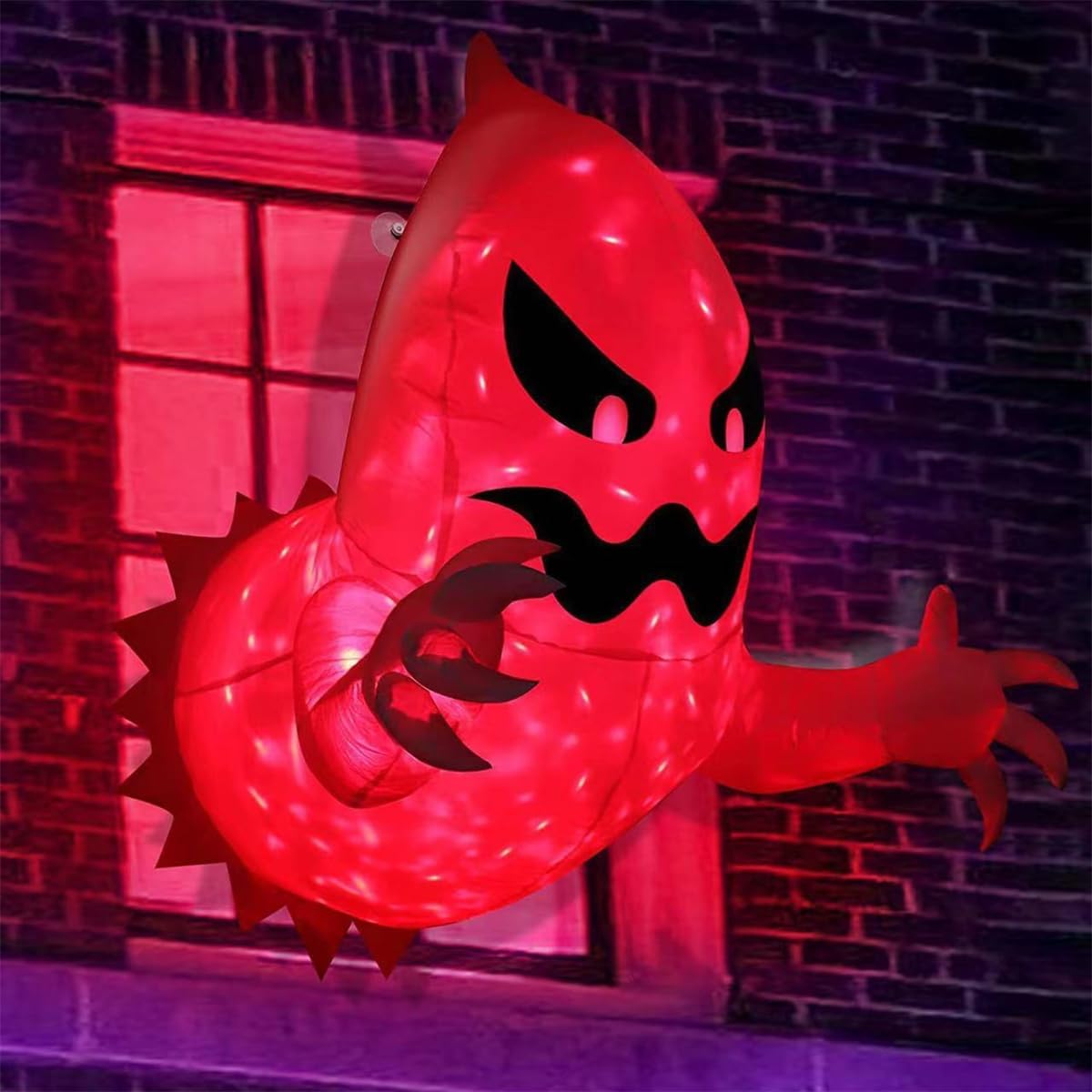 4.5ft Halloween Inflatable Scary Flying Ghost - Broke Out From Window Outdoor Decoration With Built-in LED - Blow Up Indoor/Outdoor Scary Halloween Decor