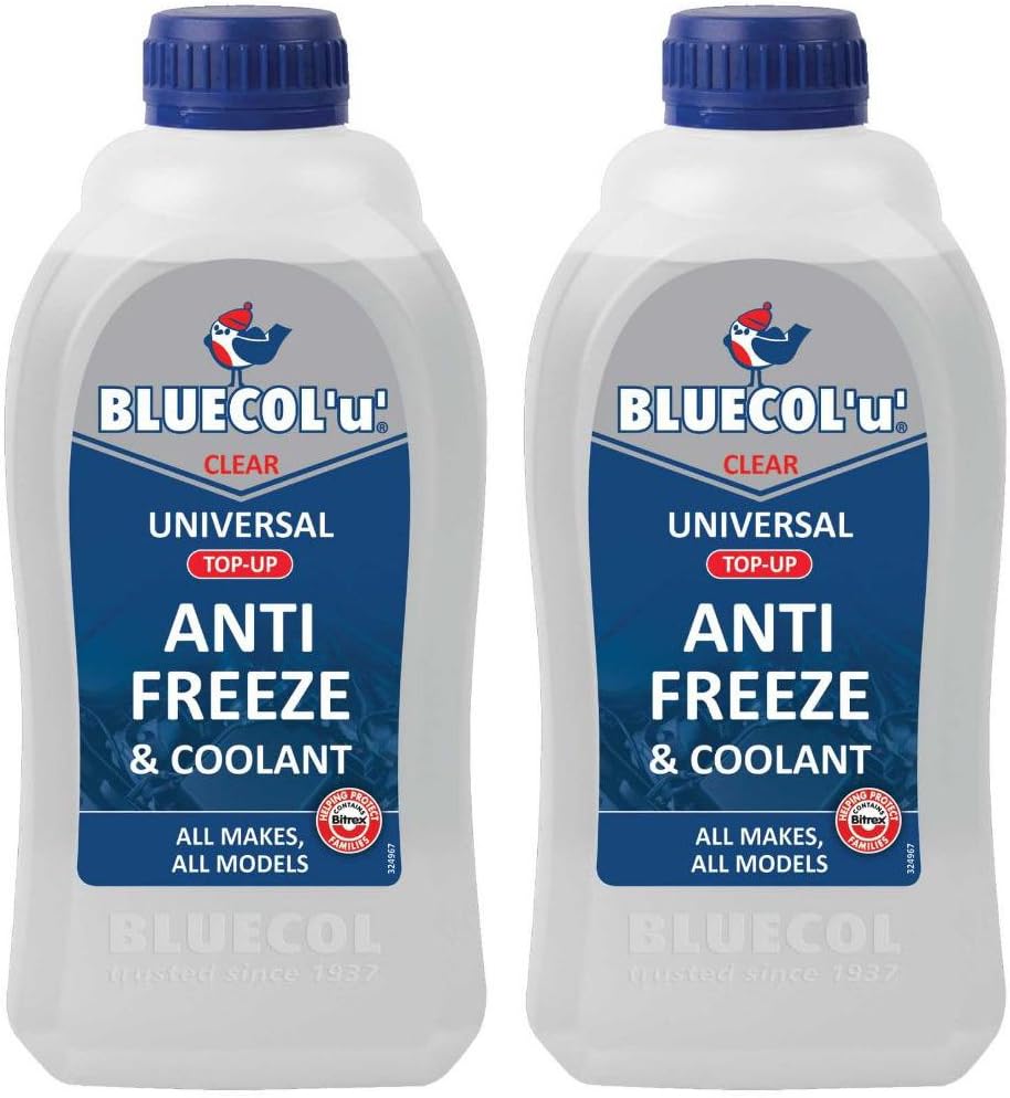 Bluecol 2 x U Universal Anti Freeze & Coolant Top Up 1 Litre - All Makes All Models