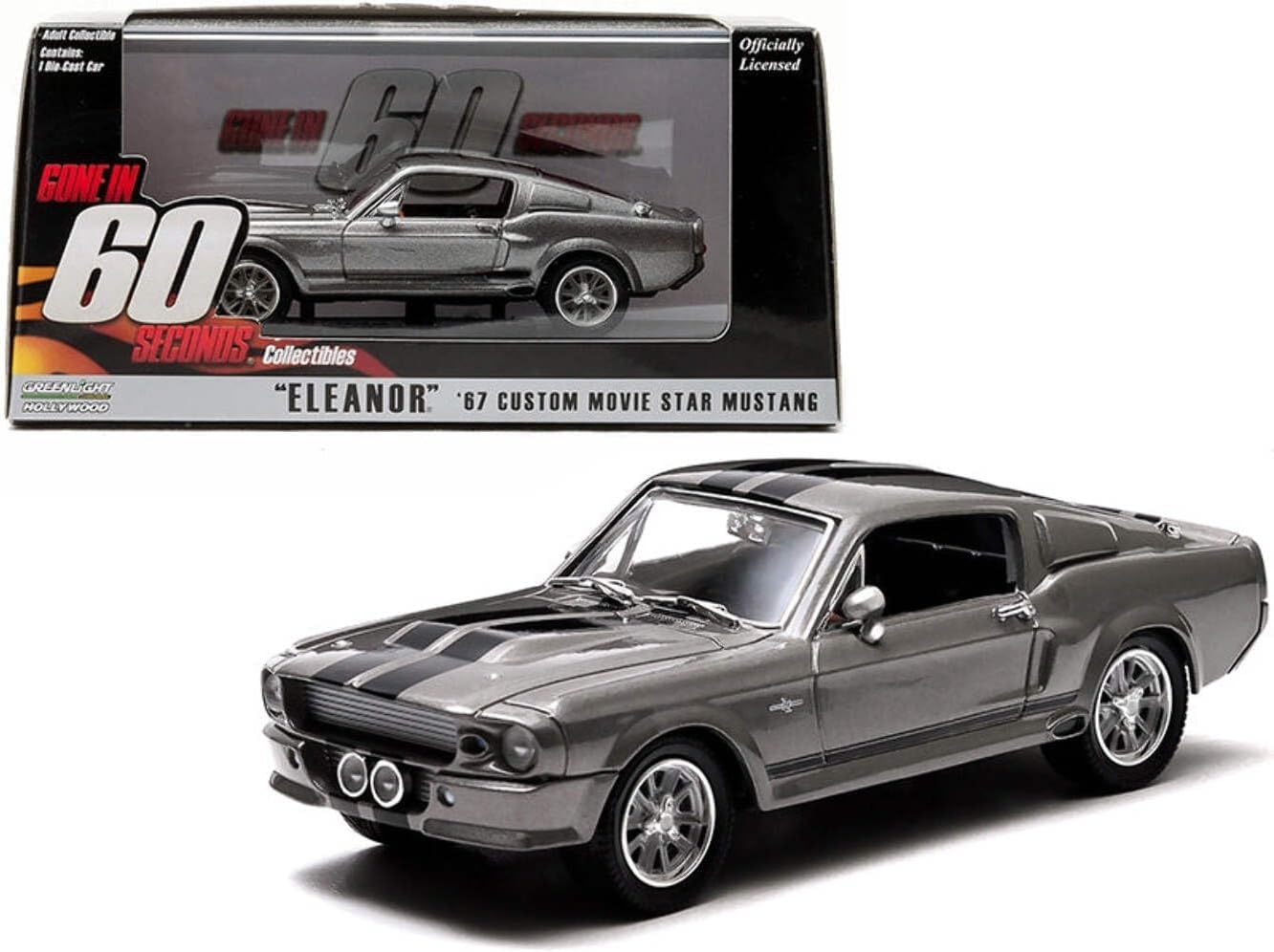GreenLight Collectibles Gone in Sixty Seconds 1967 Ford Mustang Eleanor 1/43 Scale Diecast Model Car Gray