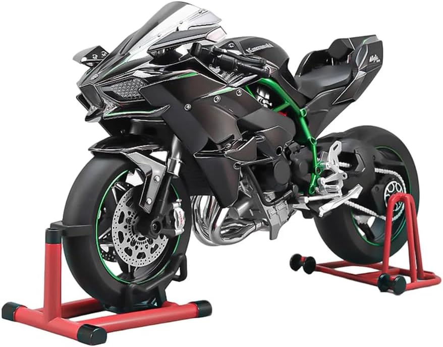 NIKOLATOY 1/16 Alloy Dynamic Motorcycle Model, Alloy Diecast Simulated Motorbike, Dynamic Display Model with Suspension, Free Roller, Collection Gift (H2R)