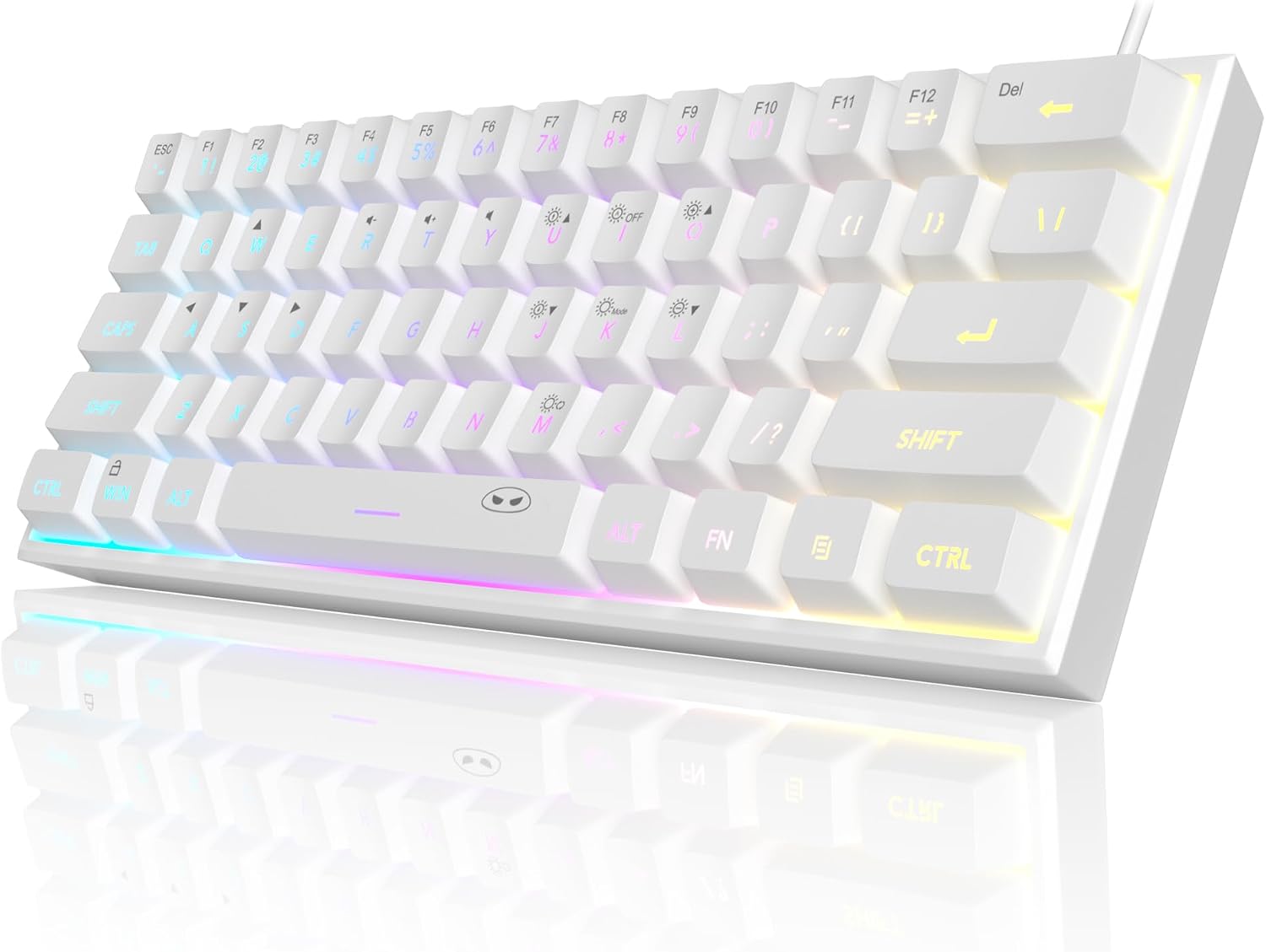 MageGee Mini 60% Gaming Keyboard, Upgrade RGB Backlit 61 Key Ultra-Compact Keyboard, TS91 Ergonomic Waterproof Mechanical Feeling Office Computer Keyboard for PC, MAC, PS4, Xbox ONE Gamer(White)