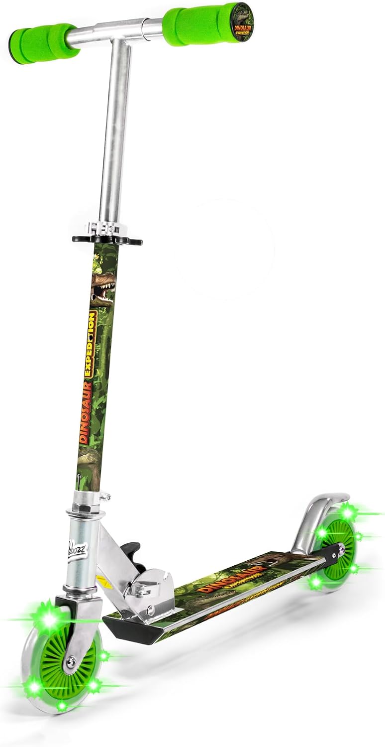 Ozbozz SV14697 Dinosaur Scooter with 2 Light UP Wheels, Multi Colours