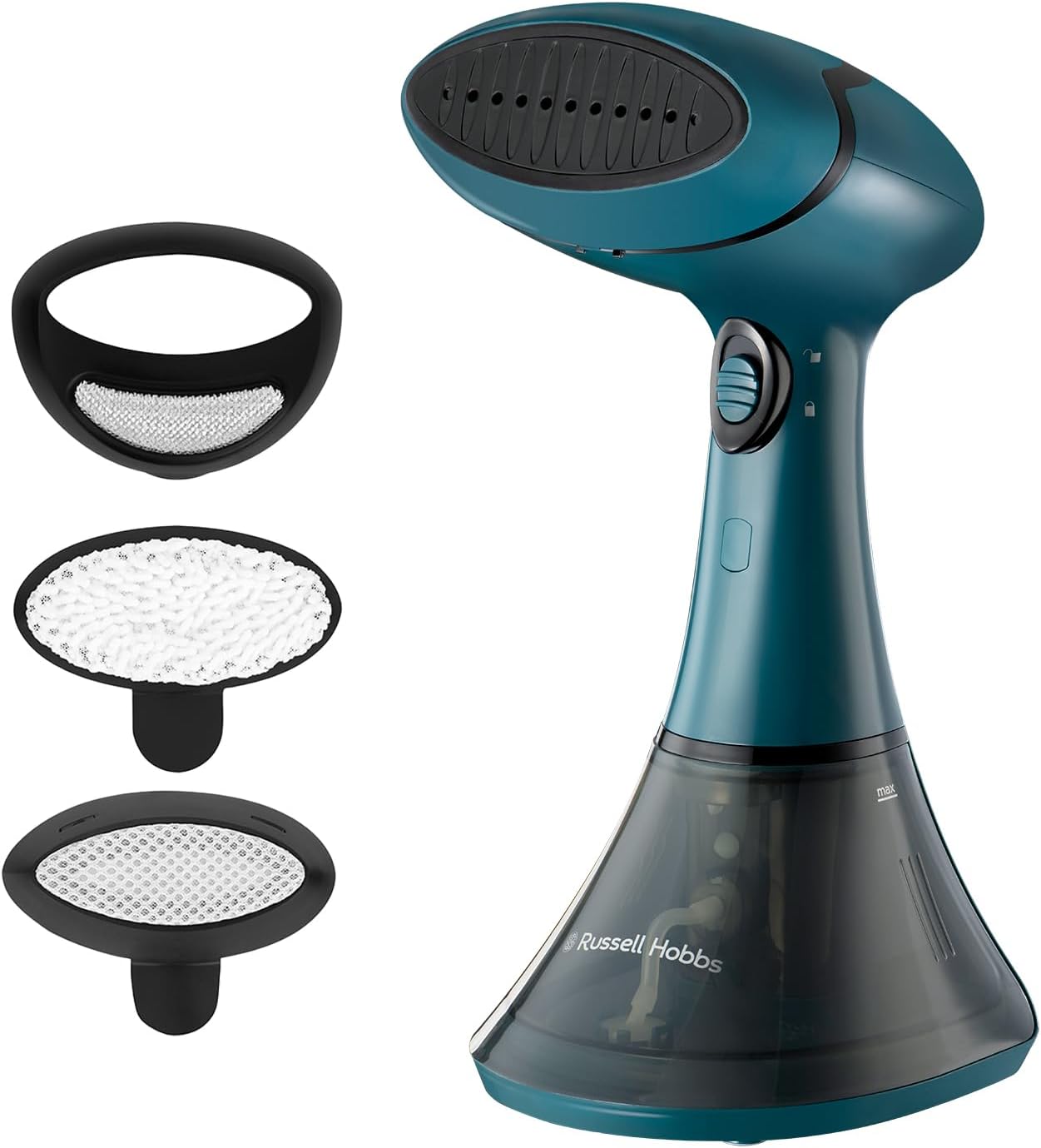 Russell Hobbs Steam Genie Handheld Clothes Steamer, No Ironing Board Needed, Ready to Use in 45s, Power Indicator, Auto-Off, 200ml Removable Water Tank, 3 Attachments, 7m Steam Time, 1600W, 27220