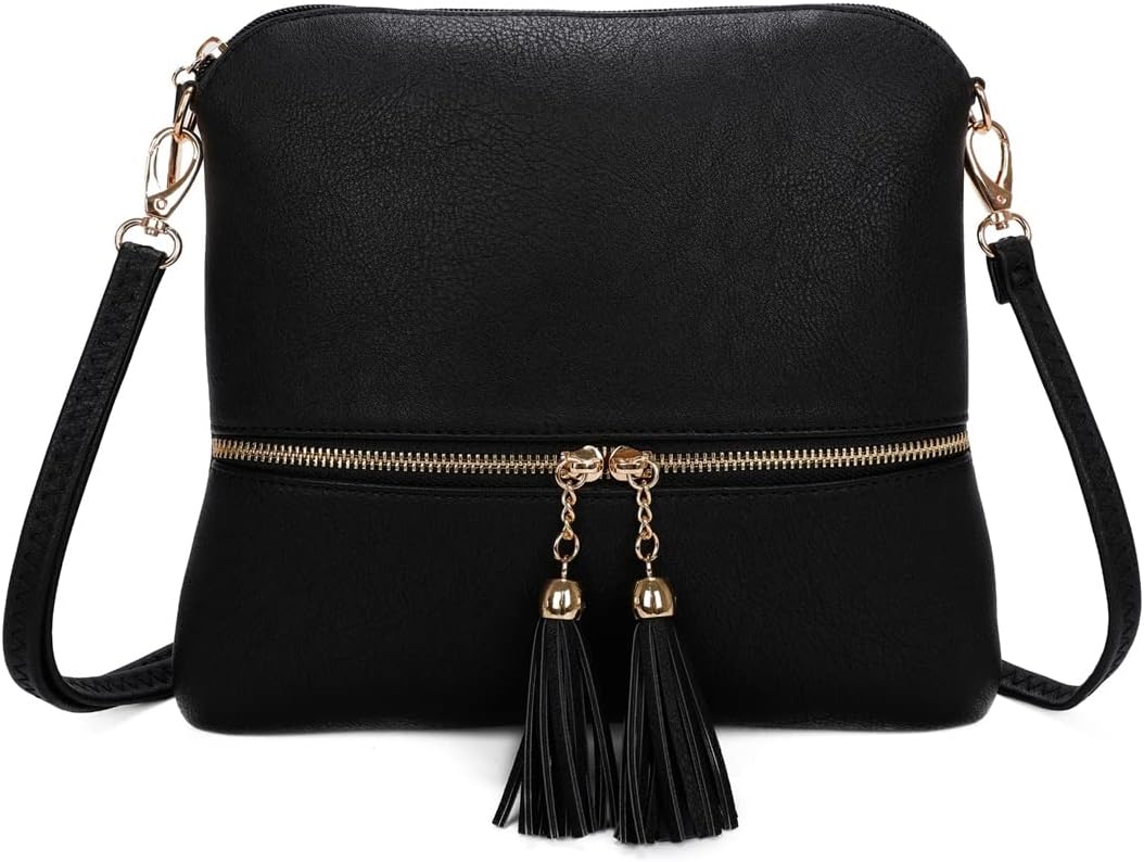 LeahWard Tassel Charm Cross Body Bag, Women's Side Shoulder Bags, Small Faux Leather Handbag For Women