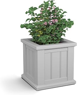 Mayne Cape Cod 14in Square Planter - White - 14in L x 14in W x 14in H - with 3.1 Gallon Built-In Water Reservoir (4836-W)