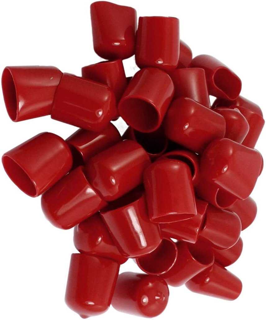 40 Pcs Hydraulics, Pneumatics & Plumbing 30mm Height 20mm Inner Dia Round Tip Red PVC Insulated Pipes End Caps