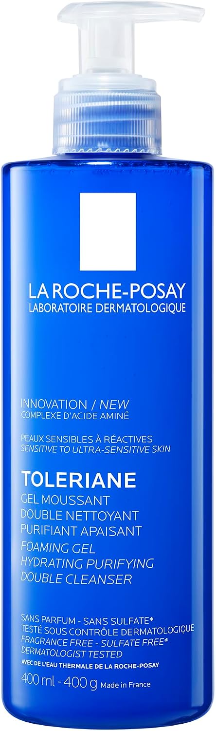 La Roche-Posay Toleriane Purifying Foaming Gel for Sensitive Skin, 400ml | Daily Hydration Gentle Face Cleanser with Ceramide NP, Niacinamide, For Sensitive To Ultra-Sensitive Skin