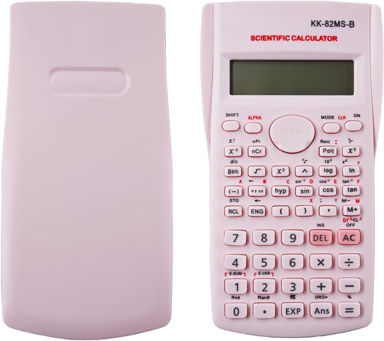 KK-82MS-D Portable Scientific Calculator Engineering Scientific Functional Calculator with 240 Functions Two-Line Display for School Supplies Students Teachers Business Office Home,Pink