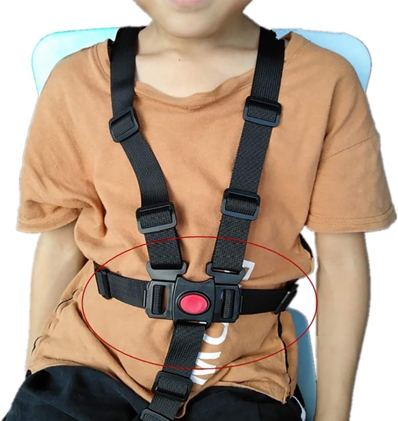 Wheelchair Seat Belt, Child Safety Straps Chairs Five-Point Safety Buckle Cart Fixing Belt Wheelchair Seatbelt Adjustable Straps 2pcs
