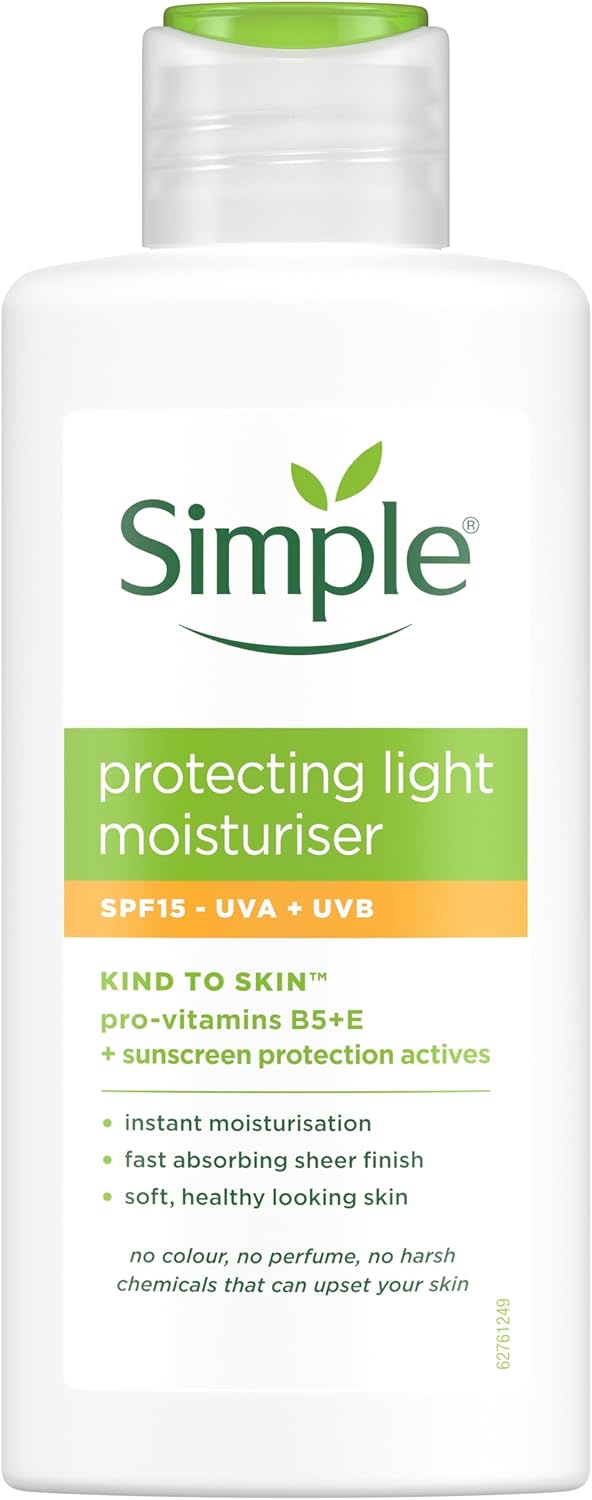 Simple Kind to Skin Protecting Light Moisturiser SPF 15 with pro-vitamin B5, vitamin E and glycerin lotion for sensitive skin 125 ml
