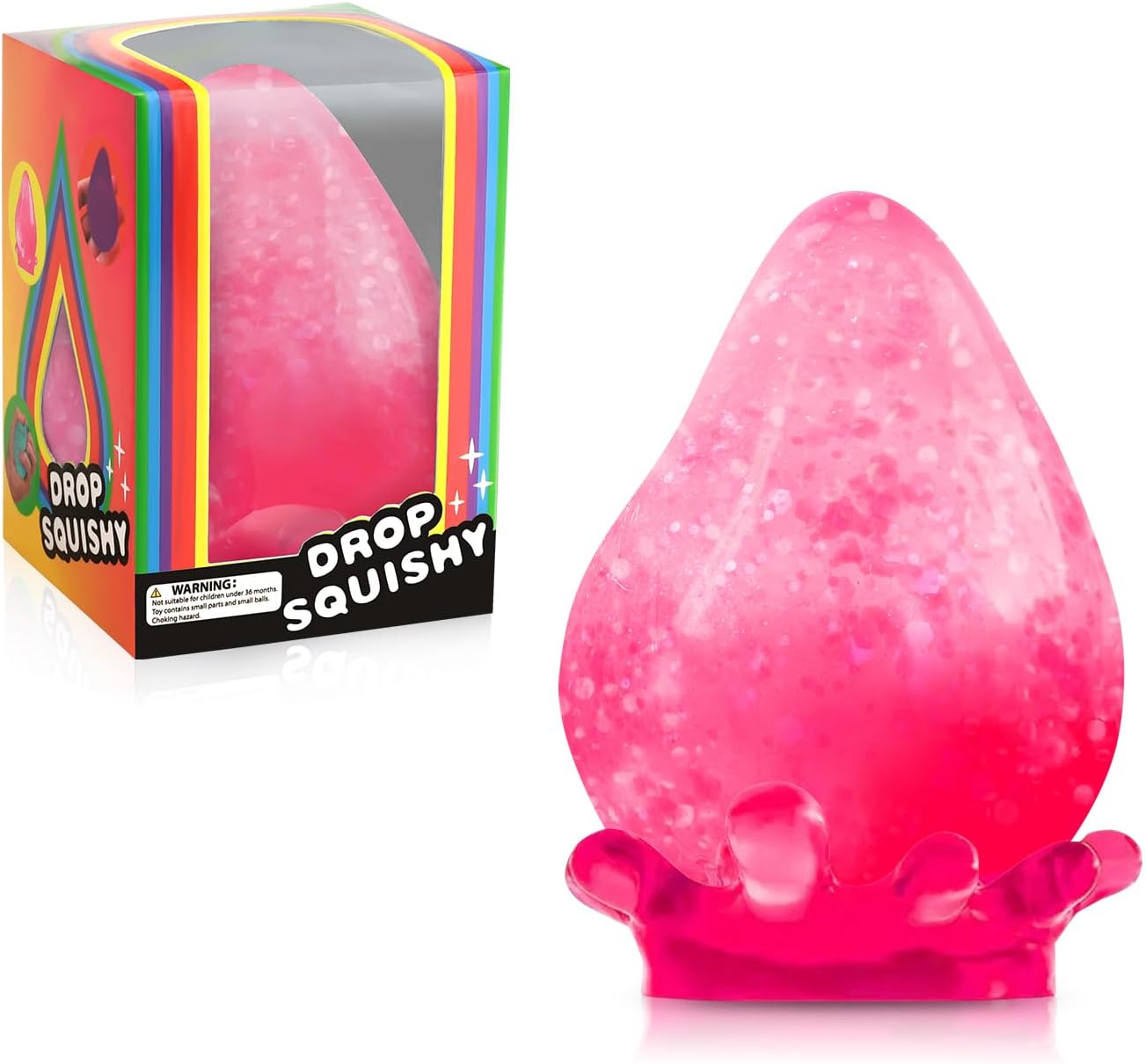 Fidget Toys Squishy Drop, Stress Cube Squishies Anxiety Stress Relief, Ice Squishy Stress Cube-Drop Malt Sugar Balls, Sensory Ball for Kids with Autism (Pink, 1)