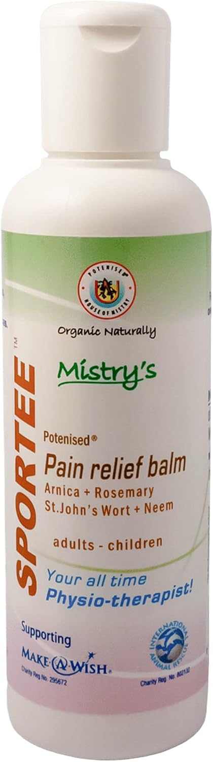 Mistry's Sportee Pain Relief Balm, 100ml - Healing & Soothing, Gentle for Headaches, Muscular Aches, Sprains, Swelling, Bumps & Bruises - Additive Free, Vegan