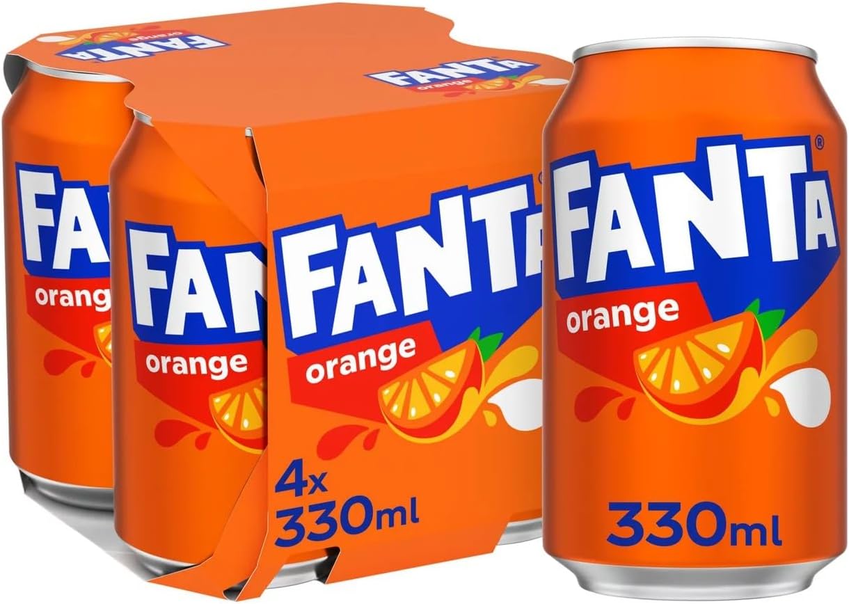 Fanta Soft Drink, Orange, 4 x 330ml