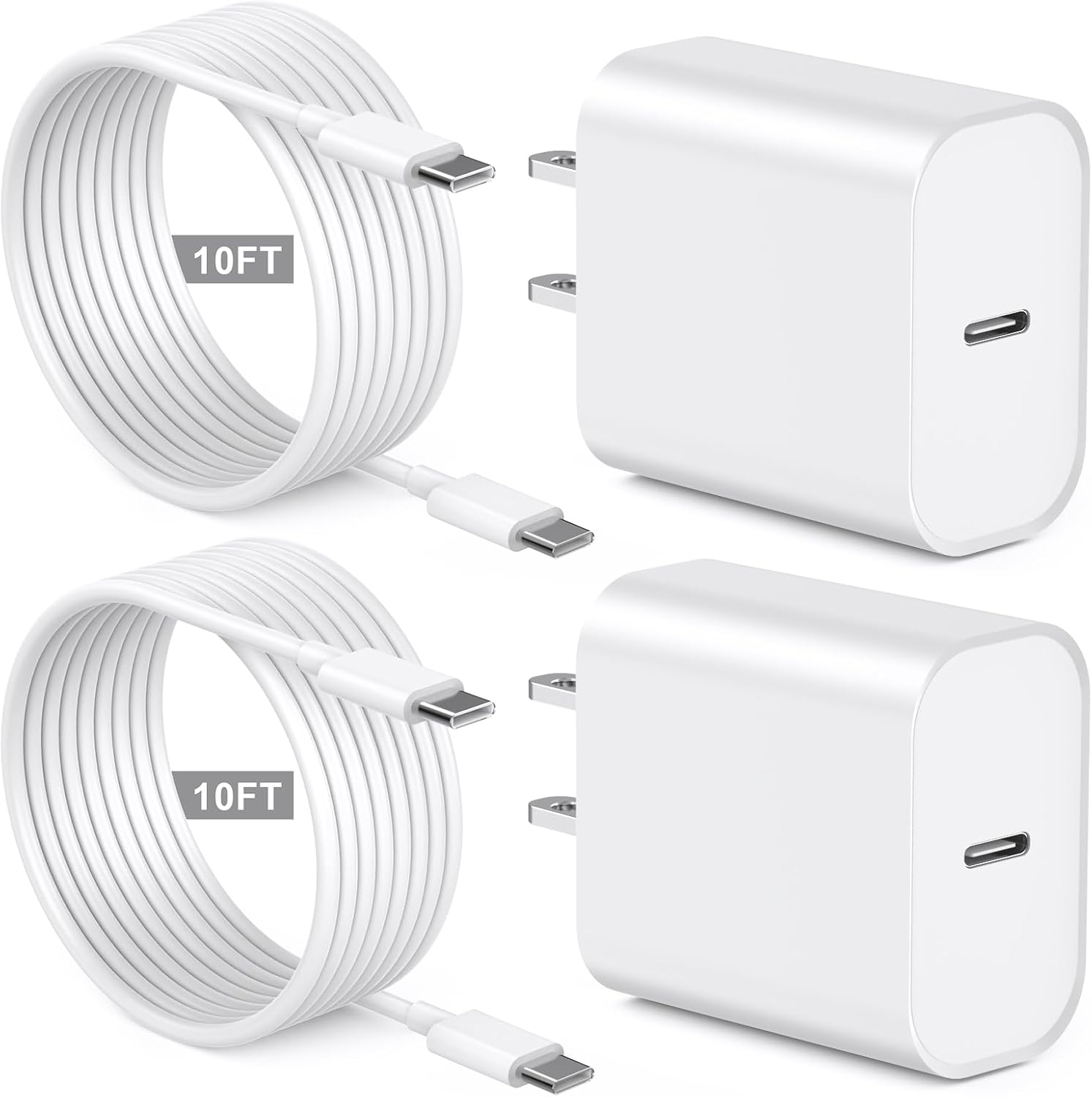 iPhone 15 16 Fast Charger 10 FT,2Pack 20W Rapid USB C Wall Charger Block Adapter with 10FT Type C to USB C Data Sync Charging Cord for iPhone 16/16 Plus/16 Pro/16 Pro Max/15/15 Plus/15 Pro/15 Pro Max