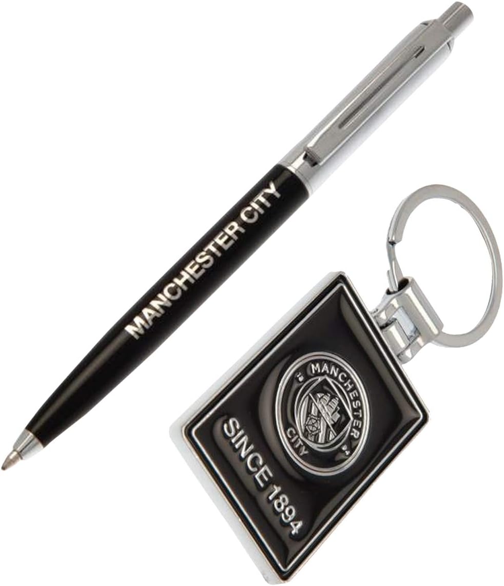 Manchester Man City Fc Collectors Gift Pack Pen & Keyring Set