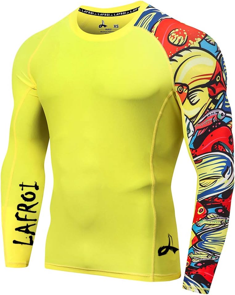 LAFROI Men's Long Sleeve UPF 50+ Baselayer Skins Performance Fit Compression Rash Guard-CLYYB