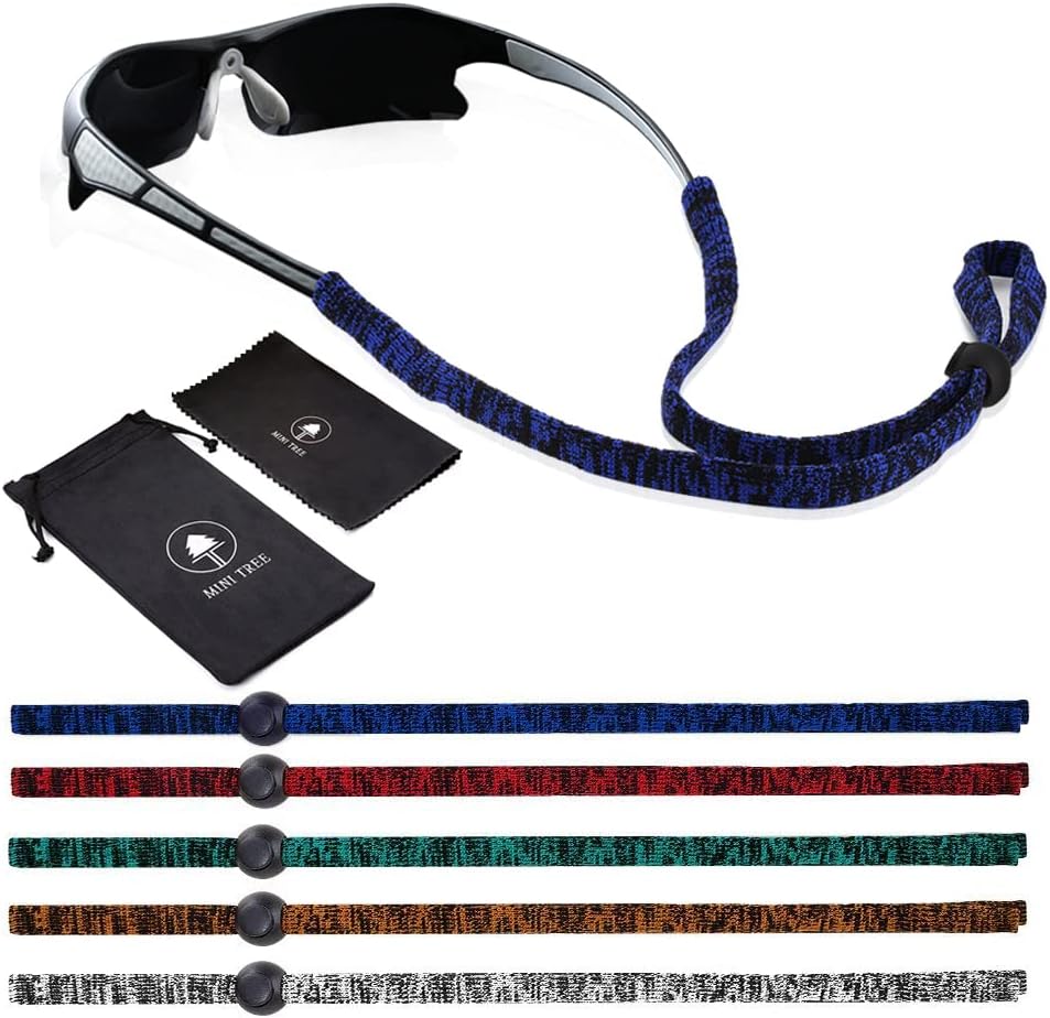 Mini Tree 5 PCS Sports Eyeglass Strap Sunglasses Lanyard Adjustable Non-Slip Eyewear Retainer Glass Cord for Running Camping Reading Outdoor