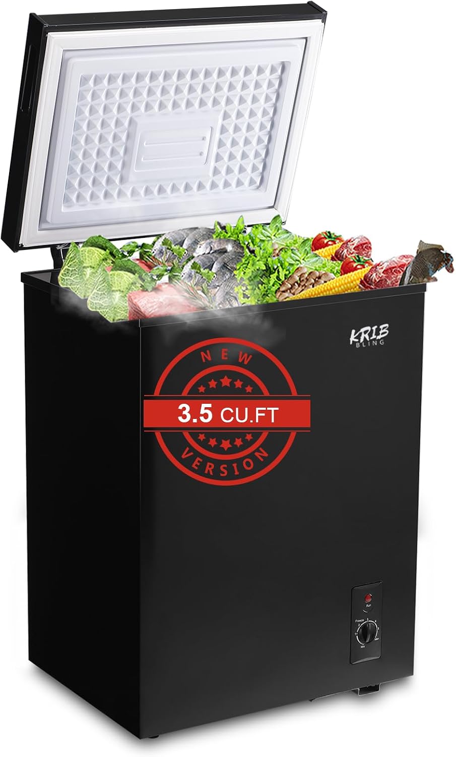 Chest Freezer 3.5 Cu.Ft Mini Compact Deep Freezer with Top Open Door Black