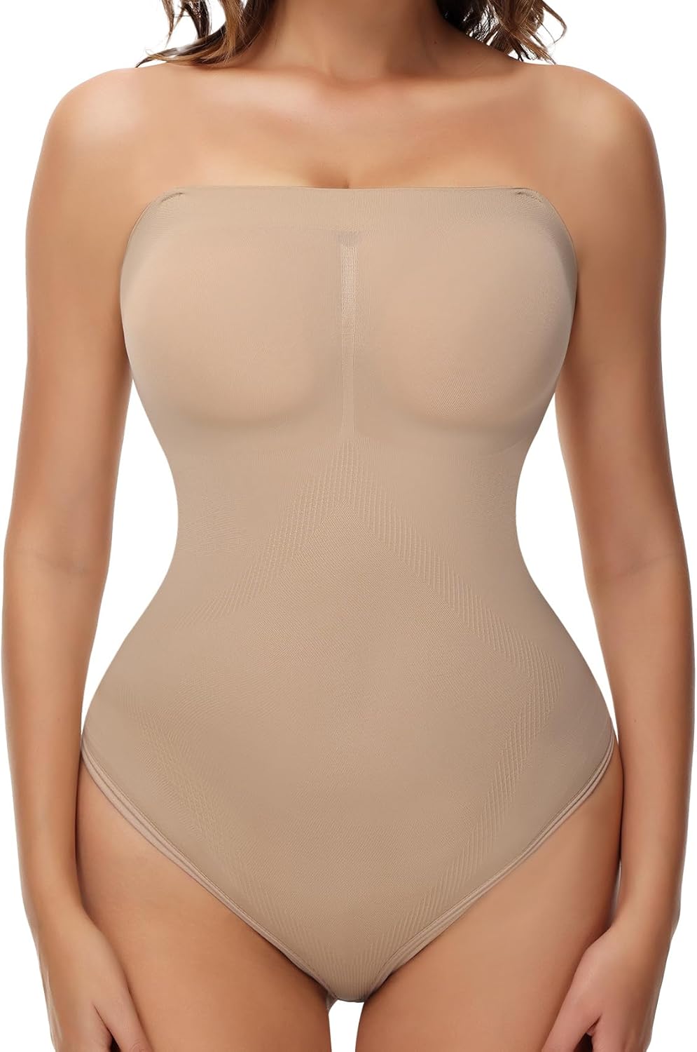 Strapless Shapewear Thong for Women Tummy Control Tube Top Bodysuits One Piece Leotard