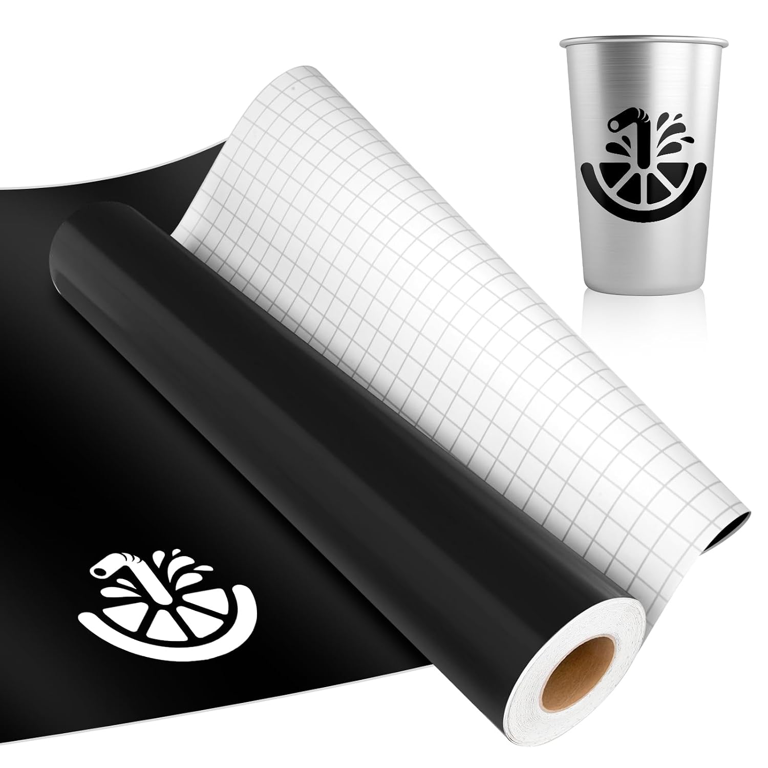 IModeur 7 Ft Black Permanent Vinyl - 30.5 x 213.5 cm Glossy Black Vinyl Self Adhesive Vinyl for DIY Craft, Vinyl with Grid for Cutting Machine, Silhouette Cameo, Birthday Party, Home Decoration