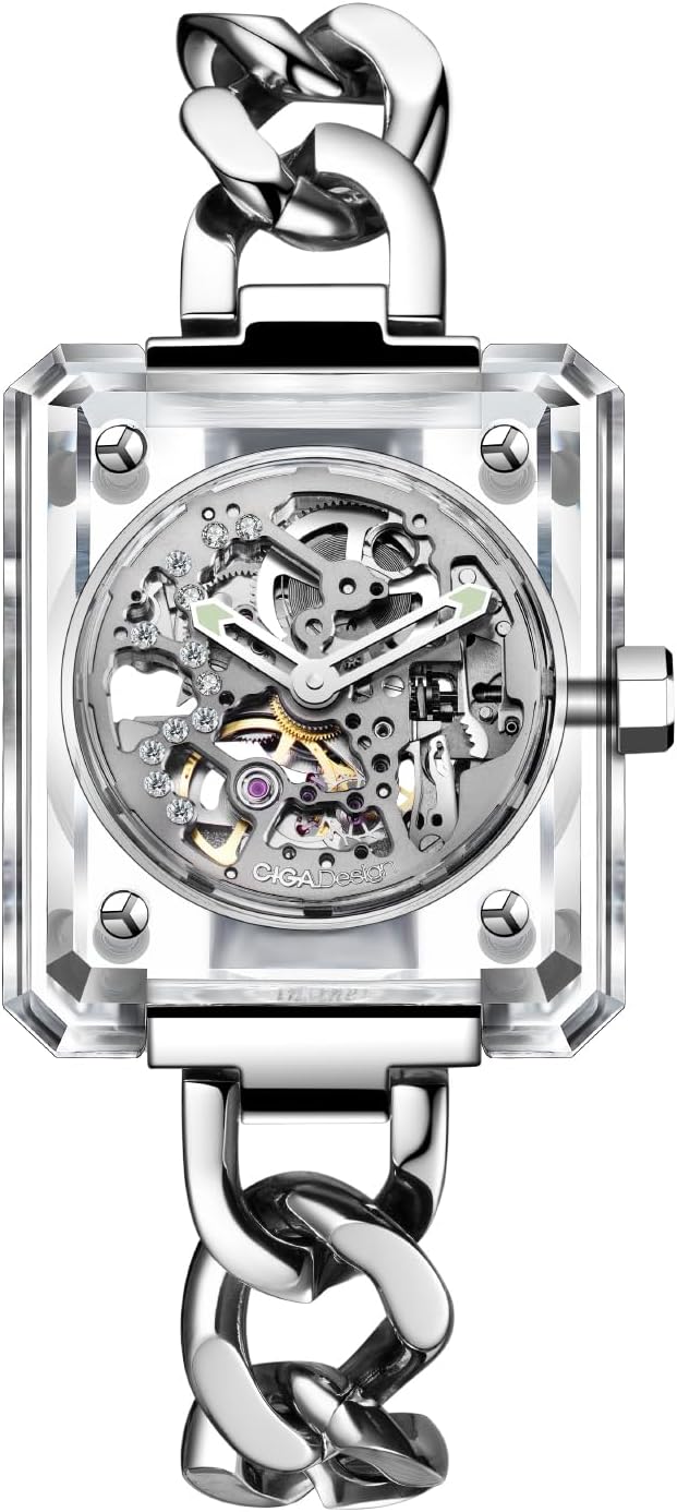 CIGA Design Women's Automatic Watch - R Series Crystal Love, Luxury Transparent K9 Crystal Case Exquisite Timepiece Gifts for Women