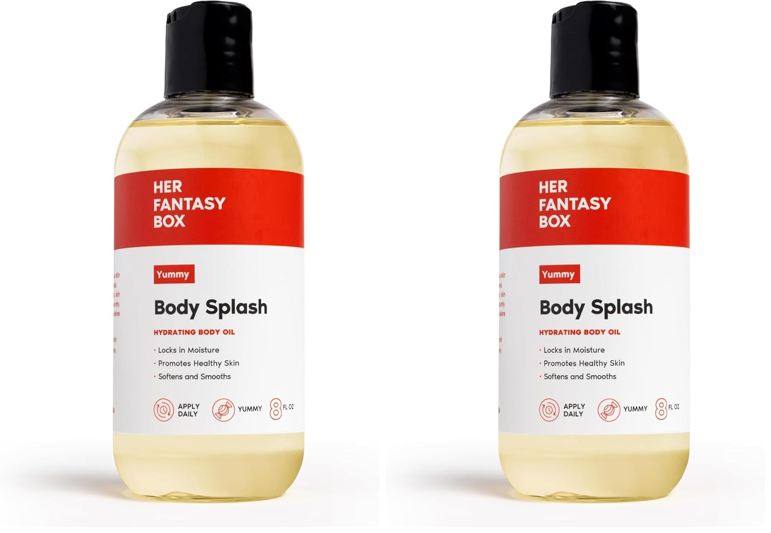 Her Fantasy Box | Body Splash Hydrating Body Oil (Yummy) - Moisturizing, Non-Greasy Formula for Soft, Smooth Skin - All-Natural, Lightweight & Nourishing (Pack of 2)