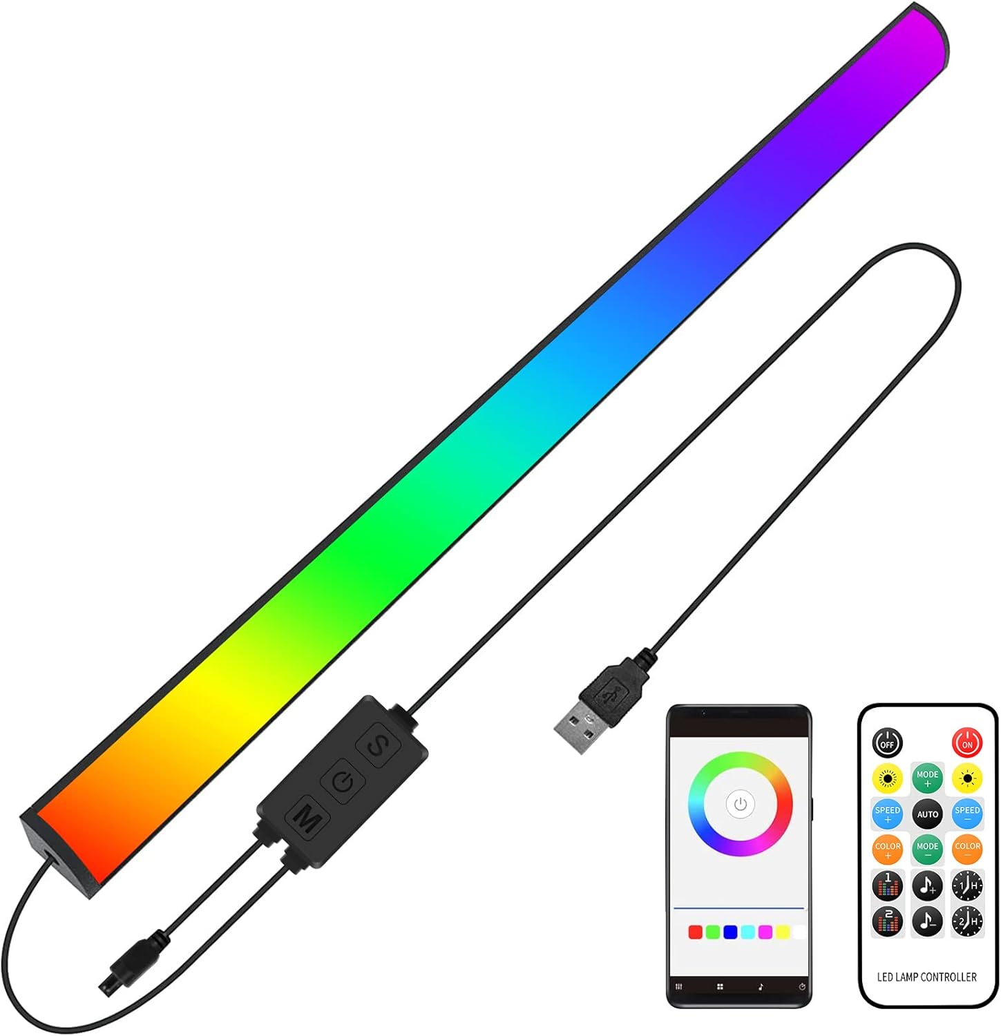 Melofo RGB Under Monitor Light Bar Gaming RGB LED Lightbars with Smart APP Bluetooth Remote Control Speed Adjustable Color Changing RGBIC USB Powered Desk Light Bar for PC Game Computer TV