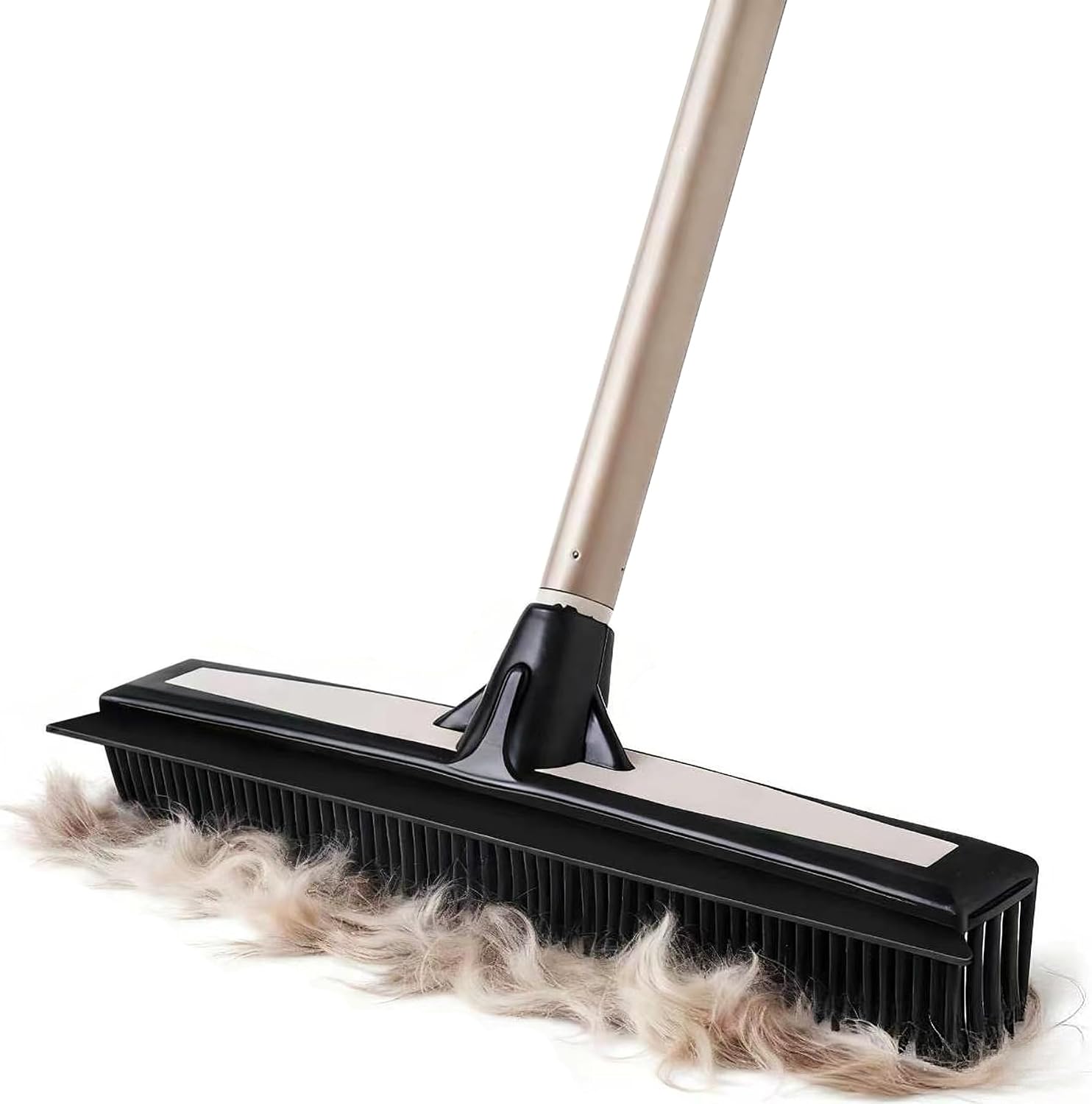 Eyliden Rubber Pet Hair Carpet Rake Broom with Squeegee, 54" Long Handle