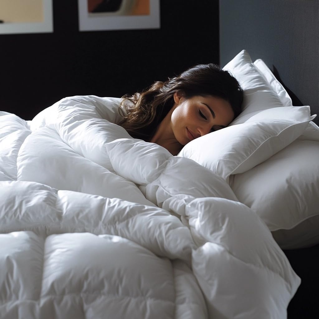C&W Goose Down Comforter Super King Size, Fluffy Soft Duvet Insert 120x120 inches, 100% Cotton Shell, 750 Fill Power 95oz Fill Weight, 3D Baffle Box, White