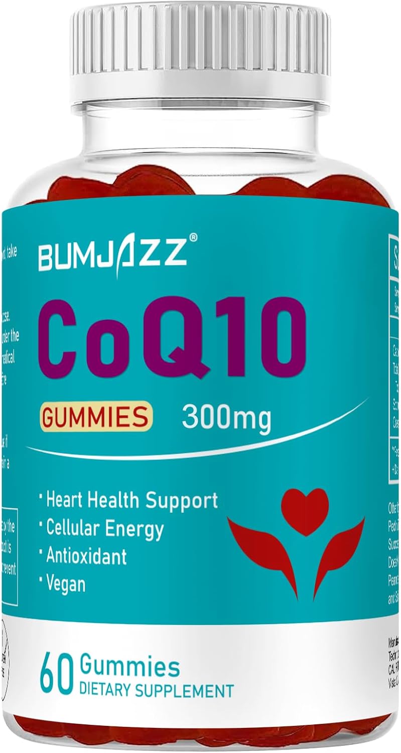 CoQ10 Gummies 300mg High Absorption - Raspberry Flavored - Non-GMO - Gluten-Free - 60 Counts Coenzyme Q10 Gummies