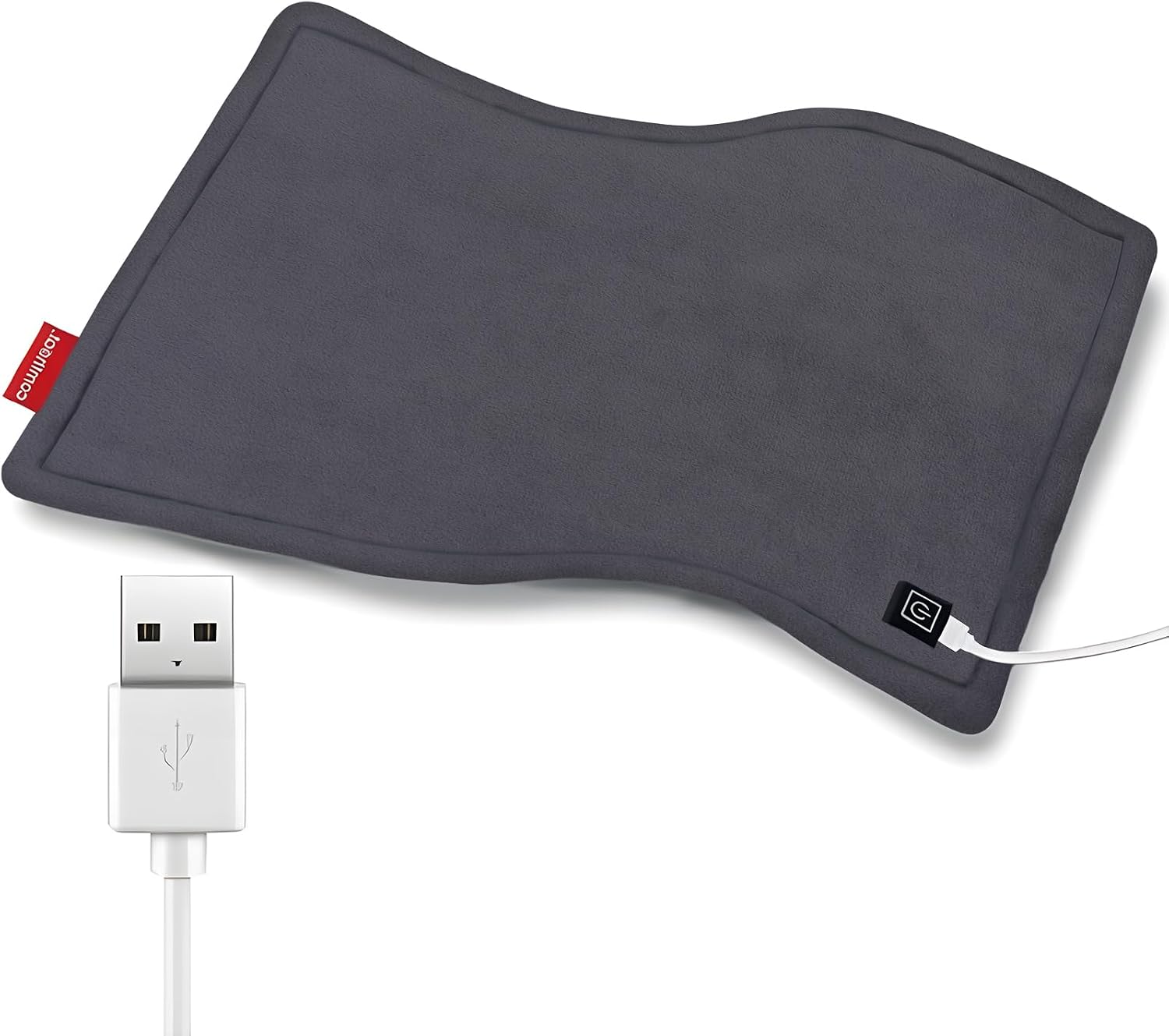 USB Heating Pad for Travel Warmth Outdoors, Non-Rechargeable Small Heated Pad 5V Heat Therapy for Pain Relief Abdomen Cramps, 3 Heat Settings & Auto Shut Off (16"x 12") Grey