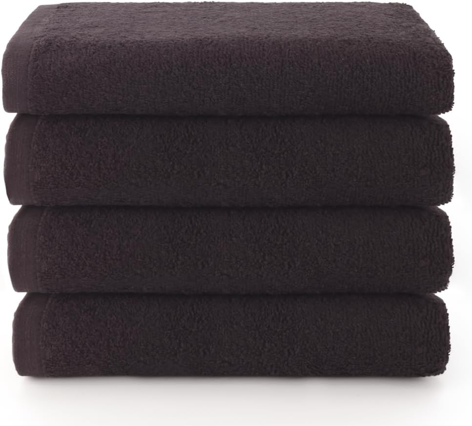 Top Towel - Plus - Bath Towels - 4 Face Towels or Bidet - 30x50cm - 100% Cotton - Black