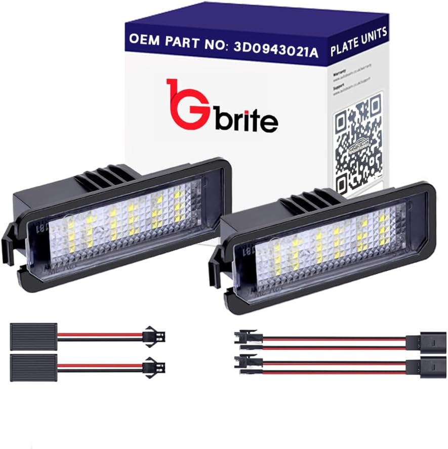 GBrite - 2x 18 SMD LED Number Plate Units, Canbus Error Free Xenon White 6000K for V-W Golf MK5 MK6 MK7 MK7.5 GTi GTD R Seat Leon Fr