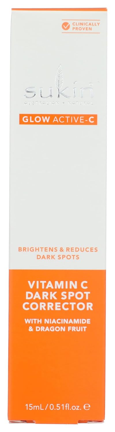 Sukin Glow Active-C Vitamin C Dark Spot Corrector Serum, 0.51 Fluid Ounce (Pack of 1)