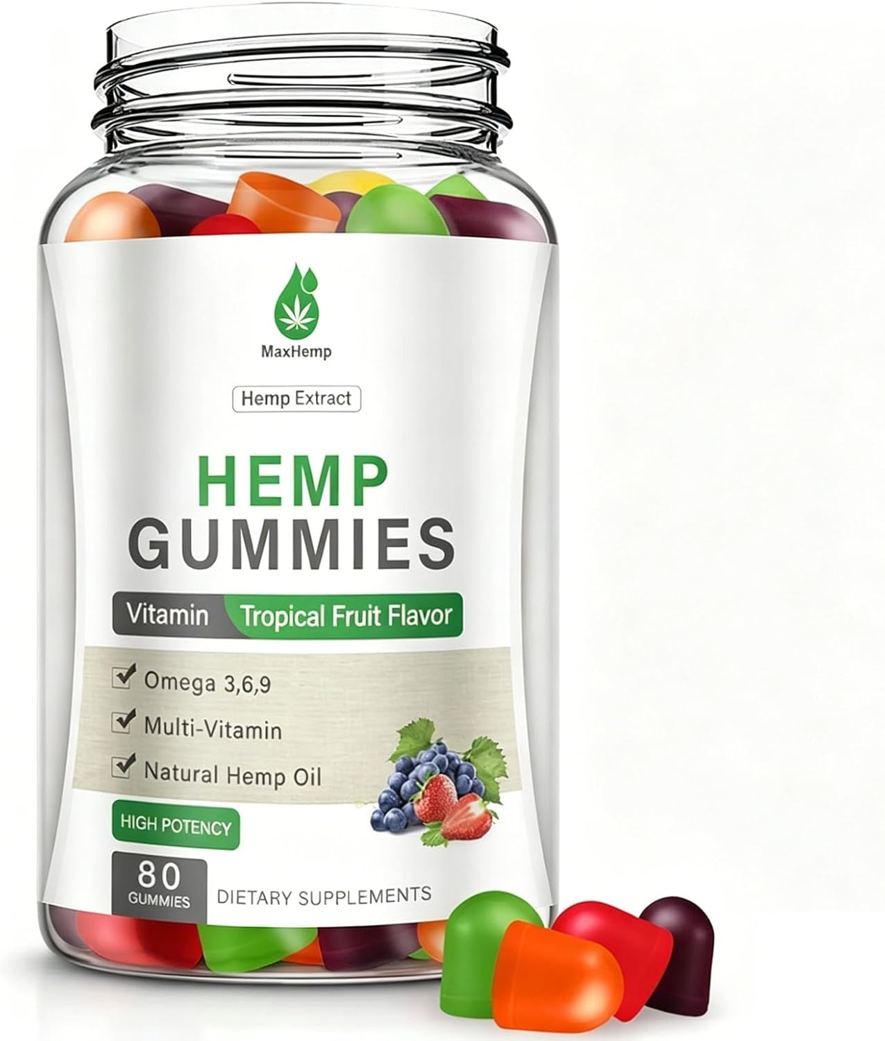 (1 Packs) Hemp Gummies for Sleep, Pain, Anxiety - High Potency Natural Hеmp Oil Infused Gummies - Natural Fruity Bear Hemp Gummy for Adults Vegan - 80Counts