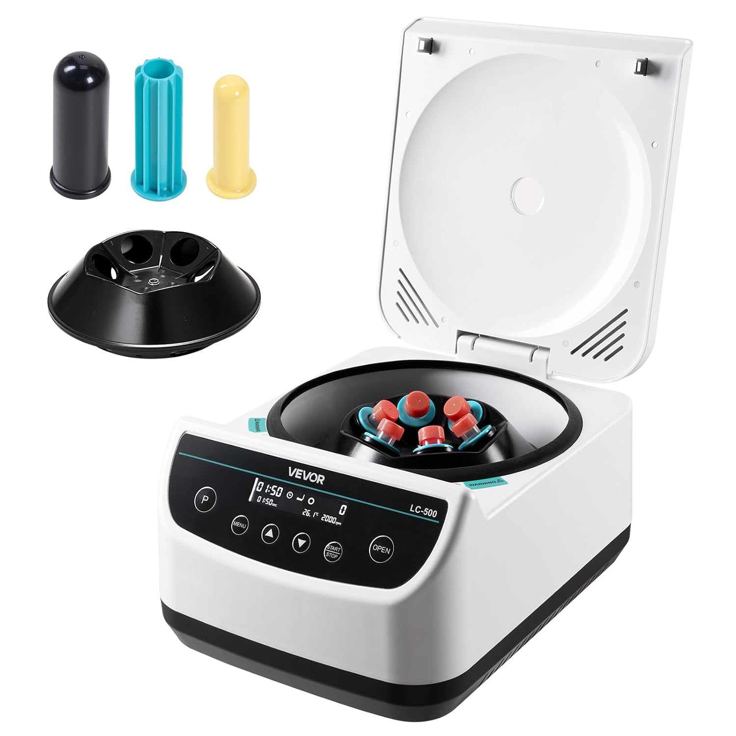 VEVOR Centrifuge Machine, 100-2100xg RCF Electric Laboratory Centrifuge Machine with 1 Rotor for 2/5/10/15/50ml Tube Capacity, Low Speed 500-4000rpm with Timer, Widely Used in Various Experiments