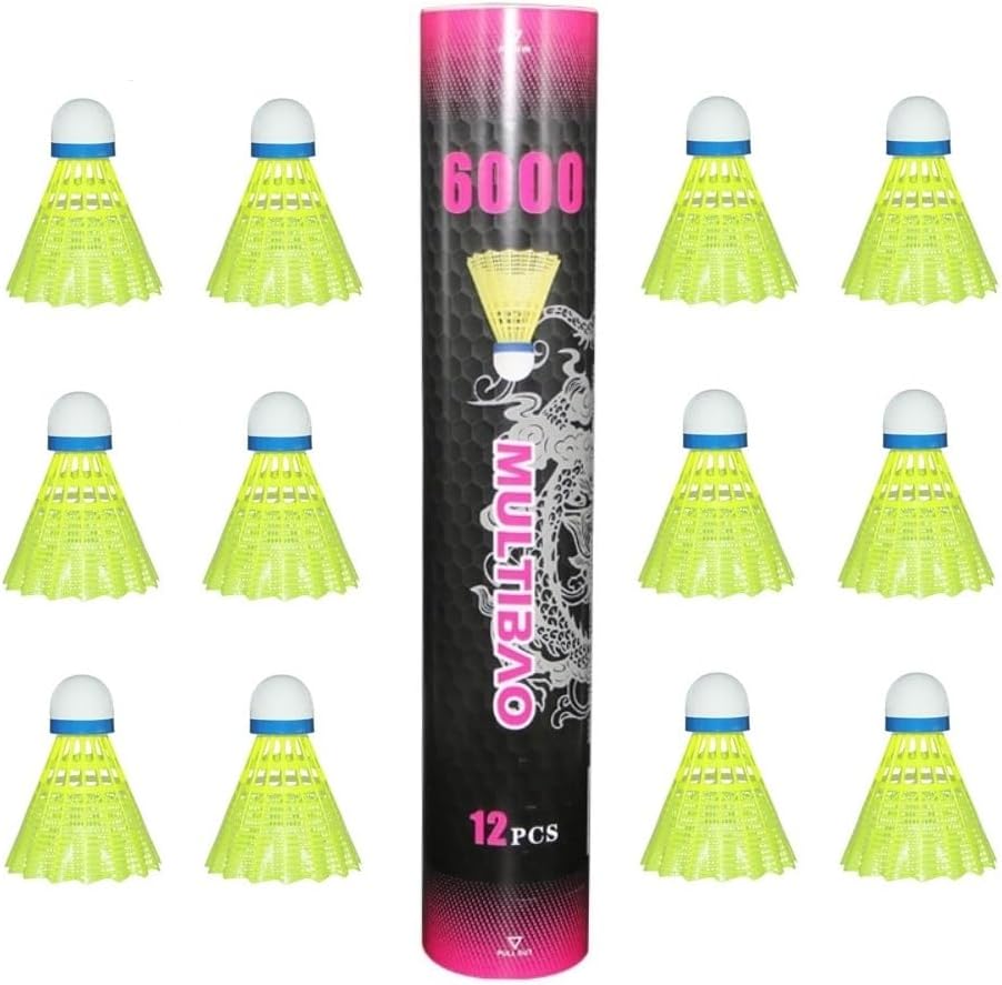 Multibao 12PCS Nylon Badminton Shuttlecocks Durable Windproof & High-Speed 77-79 For Indoor Outdoor Sports Activities Game Practice