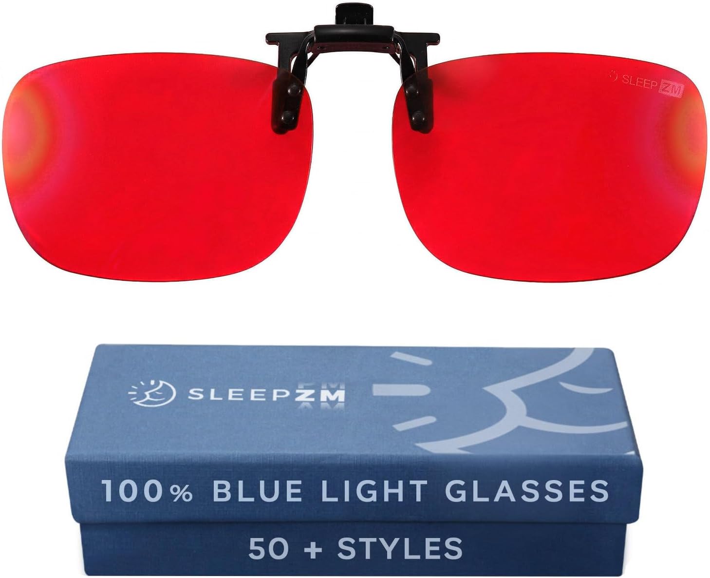 Clip On Blue Light Blocking Glasses - 14 Lens Types | Clips over prescription frames. Filtration from 35% clear for daytime screens to 100% red for sleep.