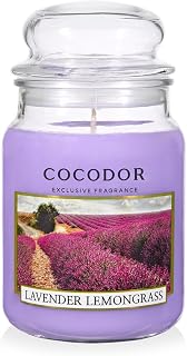 COCODOR Candle Lavender&Lemongrass Scented, Large Glass Jar 18oz Wick Candle, 110 Hours of Burn Time