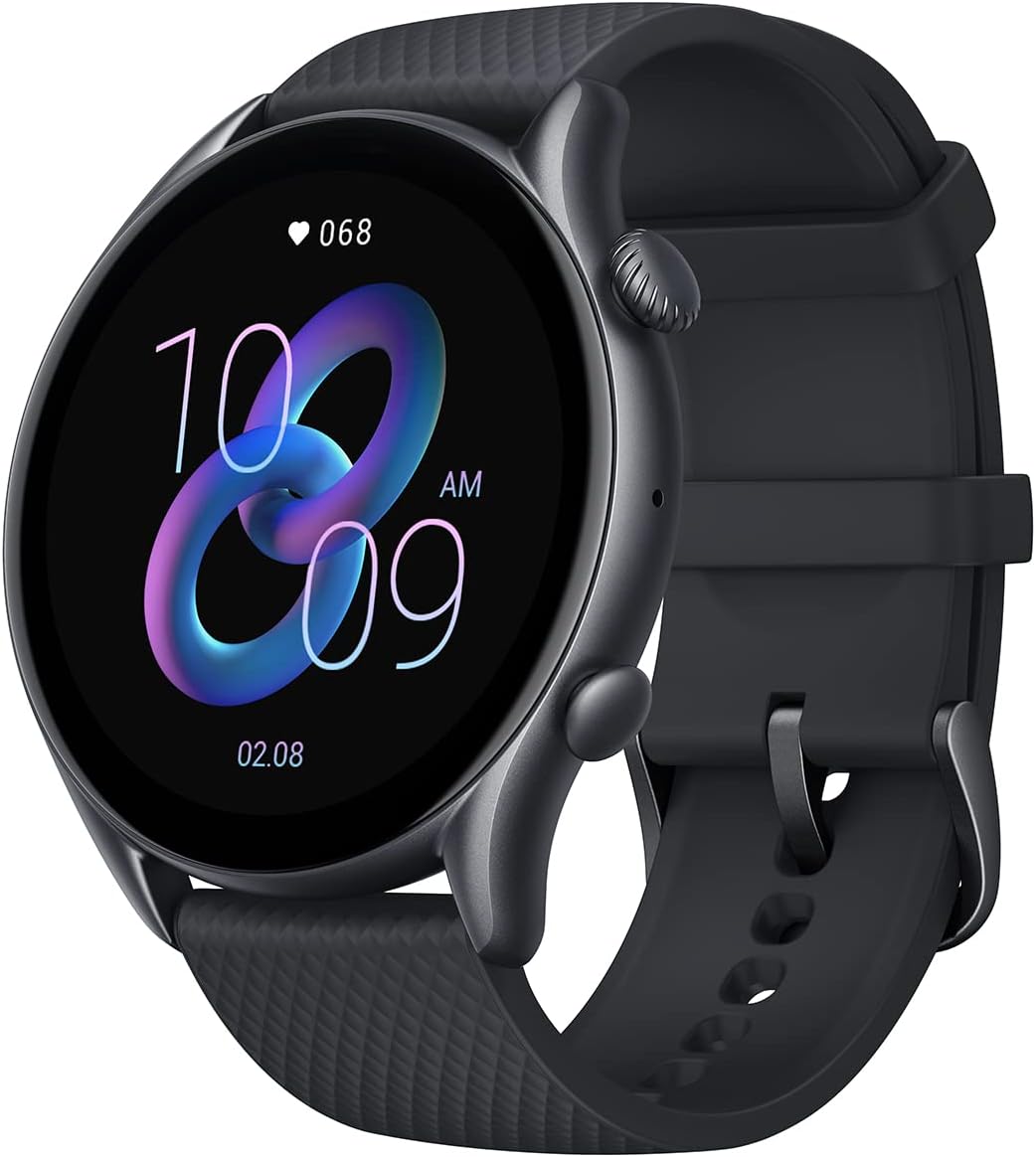 Amazfit GTR 3 Pro 46mm Smart Watch with AMOLED Display, Sports Watch with 150+ Sports Modes, GPS, Heart Rate, Sleep, Stress, SpO2 Monitoring, Bluetooth Calls, Music Control, Alexa Built-in, Black