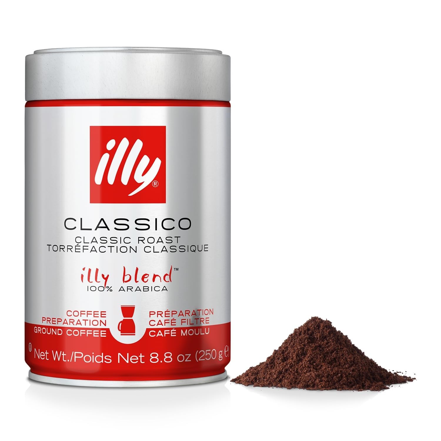 illy Ground Drip Coffee, Classico Medium Roast, 8.8 oz