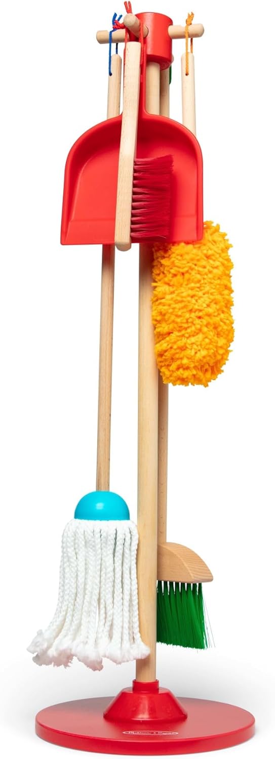 Melissa & Doug Kids Cleaning Set | Toddler Role Play Toys for Girls and Boys Age 3+ | Pretend Play Cleaning Products | Let's Play House! Dust, Sweep & Mop Kids Toys | Gift for 3 Year Old Girl or Boy
