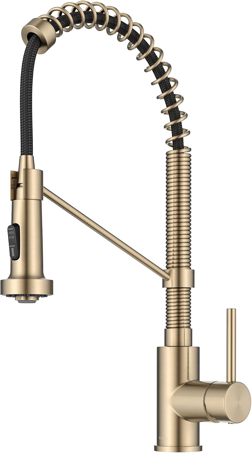 KRAUS Champagne Bronze Pull Down Kitchen Faucet KPF-1610SFACB