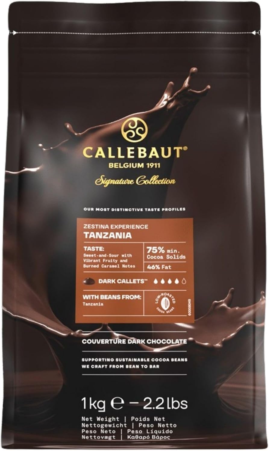 Callebaut Zestina Tanzania Dark Chocolate Couverture Callets 75% Cocoa 1kg